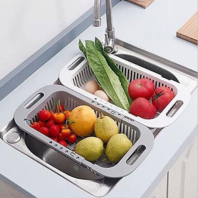 Extendable Dish Drying Rack Adjustable Kitchen Sink Racks Stainless Steel  Dish Drainer Fruit Vegetable Drainer Kitchen Organizer