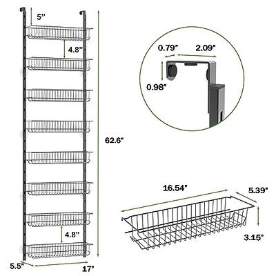 1Easylife Over the Door Organizer, 5-Tier Pantry Door Storage and  Organization with 5 Baskets, Heavy-Duty Metal Back of Door Spice Rack Door  Shelf