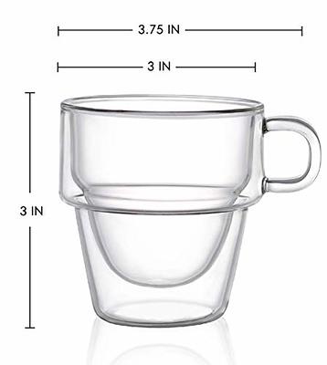 Double Glass Insulated Espresso Cup With Handle, Stackable Clear