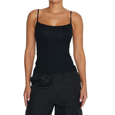 Black Snatched Rib Scoop Neck Bodysuit, Tops