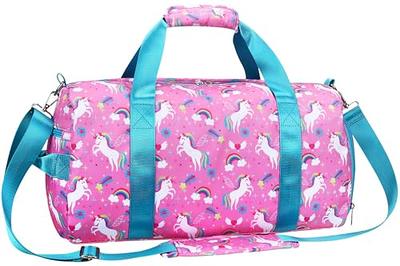 Gym Travel Duffle Bag for Girls - Gymnastics Sports Dance Bag with Shoe  Compartment & Wet Pocket Unicorn Kids Travel Bag Teens Weekender Sleepover