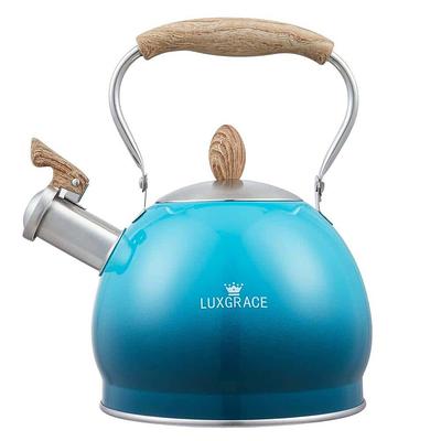 Blue Tea Kettle Stainless Steel Whistling Teapot - 2.6 Liter