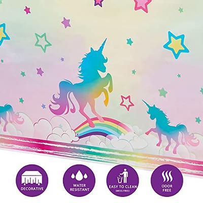 WERNNSAI Unicorn Party Tablecloth - 2 Pack Rainbow Unicorn Party