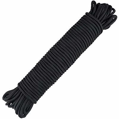 jijAcraft Nylon Rope,100 Feet Black Nylon Rope,1/4 Inch Solid