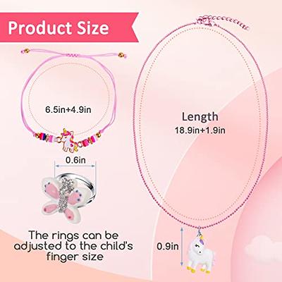 ZMYGOLON 24 PCS Kids Jewelry for Girls, Kids Necklaces Bracelets Rings with  Unicorn Mermaid Dinosaur Rainbow Charms, Little Girls Jewelry Set for