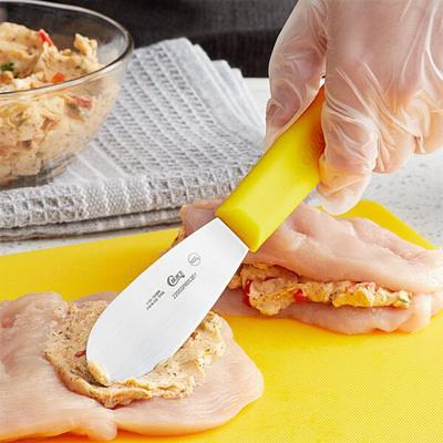 Choice 7 3/4 Smooth Polypropylene Sandwich Spreader with Neon Blue Handle