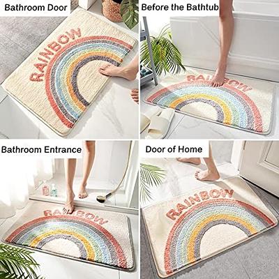 LIYOUYA Super Absorbent Bath Mat Bathroom Rugs Washable Quick Dry Non Slip  Bathroom Mats Soft Thin Diatomaceous Waterproof Rubber Backed Bath Rug Fit