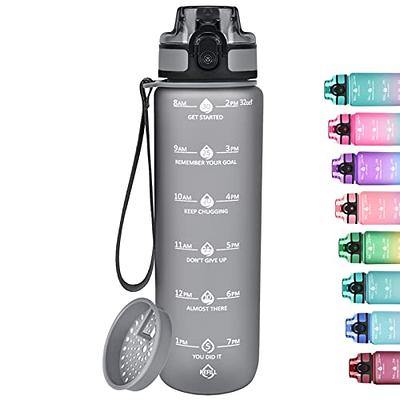 GOSWAG 32oz Motivational Water Bottles with Time Marker & Fruit Strainer,  Sports Water Bottle with Times to Drink, Leakproof & BPA Free, Reusable  Plastic Bottle with Strap no Straw for Gym 