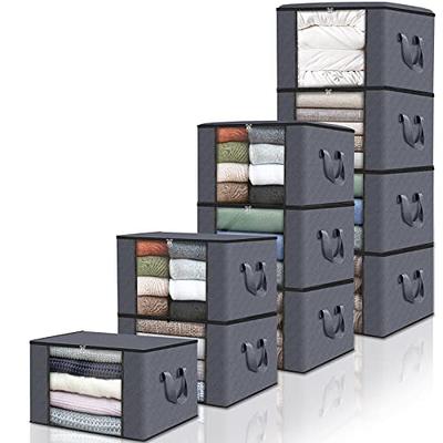 Large Underbed Storage Bags Organizer Containers- 2 Pack, Foldable  Comforters Clothes Blankets Storage Bags with Clear Plastic Lids, 2 Zippers  and 4