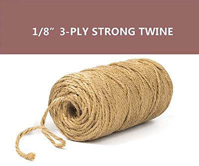 Natural Jute Twine, 328 Feet Twine String, Brown String Jute Rope for DIY Art Crafts, Gardening, Gift Wrapping, Packing Materials, Butcher Baking