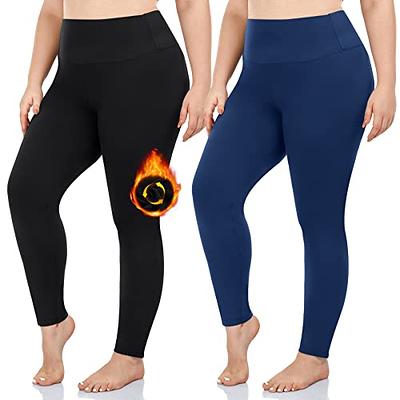 2 Pack Plus Size Fleece Lined Leggings Women-1X-4X High Waist Winter Tummy  Control Thermal Warm Yoga Pants Workout