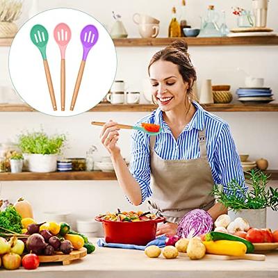 4 Pieces Silicone Slotted Spoons Silicone Nonstick Mixing Spoon Heat  Resistant for Baking, Serving and Stirring