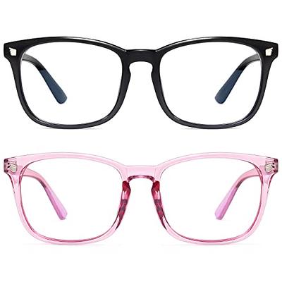 livho 2 Pack Blue Light Blocking Glasses, Computer Reading/Gaming/TV/Phones  Glasses for Women Men,Anti Eyestrain & UV Glare (Light Black+Clear)