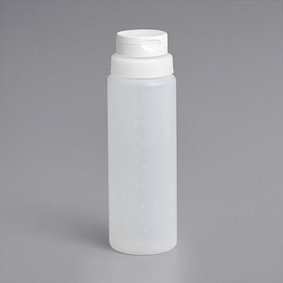 24 oz Clear Plastic Squeeze Bottle with White FLOWCUT Top