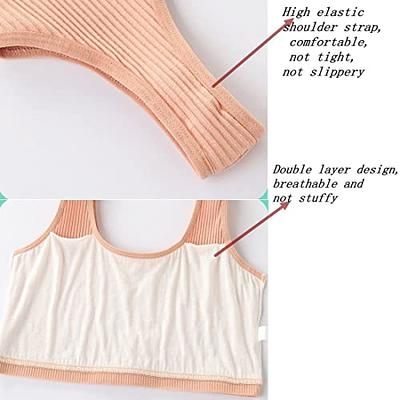 Teen Girls' Training Bra Seamless Cotton Cami Wireless Bras Elastic Thin  Shoulder Straps 7-14T