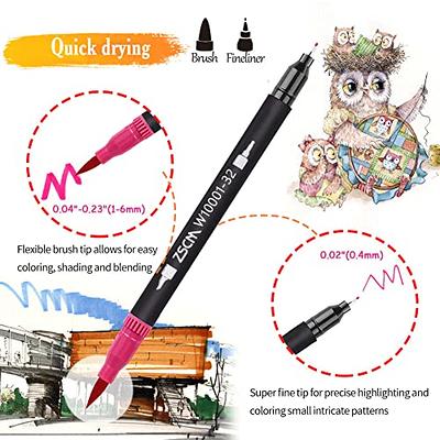 ZSCM 32 Colors Duo Tip Brush Markers Art Pen Set, Artist Fine and Brush Tip  Colored Pens, for Adult Coloring Books Christmas Cards Drawing, Note taking  Lettering Calligraphy Journaling - Yahoo Shopping