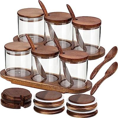 Tessco Set of 4 Sugar Container Airtight Glass Jars with Bamboo Lids and  Spoons 17oz Glass Canisters Glass Jars Lid Sealed Glass Coffee Containers