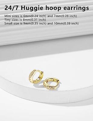  14K Gold Plated Huggie Hoop Earrings, 3 Pairs Lightweight Tiny  Cubic Zirconia Cuff Earrings Piercing Mini Hoops Earring Set for Women Men  Girls (Style A): Clothing, Shoes & Jewelry