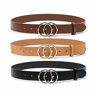 3 Pack Women Skinny Belts for Dresses, Unfader Double O Ring Waist Thin  Belts at  Women’s Clothing store