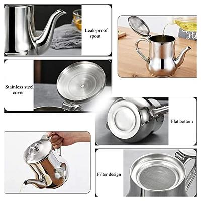 Bacon Grease Container With Strainer,1.3l Stainless Steel Oil