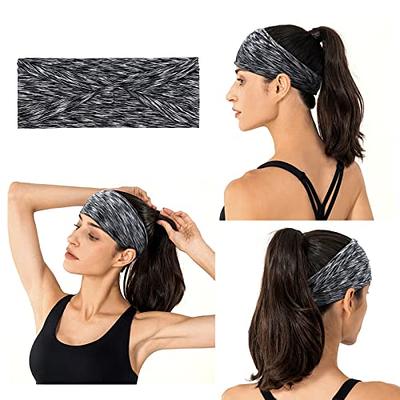 Workout Headbands for Women Non Slip Sport Sweatbands, 6 Packs Wide Elastic  Head Bands Hairbands for Girls Men Yoga Running Fitness Gym Moisture