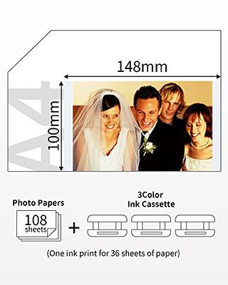  Compatible for Canon Selphy CP1300 CP1500 Ink and Paper for  Canon CP1200 CP1000 CP910 CP900 CP810 CP760 CP770 CP780, KP-108IN 3 Color  Ink Cartridges and 108 Sheets 4x6 Photo Paper Glossy 