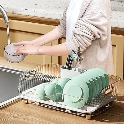  Extendable Dish Drying Rack - Small Dish Rack for Kitchen  Counter, Stainless Steel Dish Drainer with Drainboard and Cutlery Holder, Drying  Dish Rack, Black