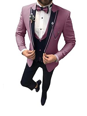 UNINUKOO Men Suits Slim Fit 3 Piece 1 Button Wedding Formal Business Tuxedo  Suit Jacket Pants Vest Set US Size XS Beige at  Men's Clothing store