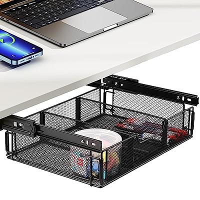 LuluEasy Large Under Desk Drawer Self-Adhesive Hidden Desktop Organizer,  Attachable Desk Drawer Slide Out, Table Storage Tray for Pencil Pen