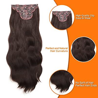 Vigorous Black Hair Extension for Women Natural Synthetic Clip in Hair  Extensions 4PCS Thick Hairpieces Double Weft