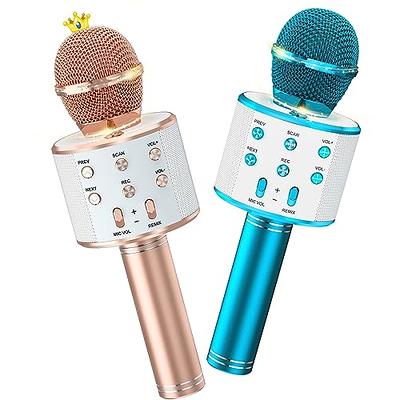 Bluetooth Karaoke Microphone with LED Lights, Portable Handheld Karaoke  Microphone Speaker Gold 