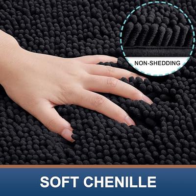 smiry Luxury Chenille Bath Rug, Extra Soft and Absorbent Shaggy Bathroom  Mat Rugs, Machine Washable, Non-Slip Plush Carpet Runner for Tub, Shower,  and