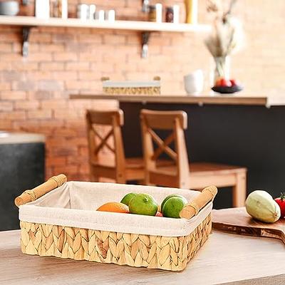 Round Paper Rope Storage Basket Wicker Baskets for Organizing with Handle  Decorative Storage Bins for Countertop Toilet Paper Storage Basket for