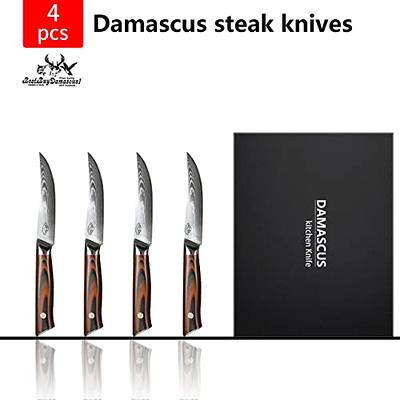 Steak Knives Set - 5 - 4 Pcs Steak Knifs - Damascus Steel - Japanese  AUS-10 Super Steel - Gifts Boxed - Premium Quality Red G10 Knives Handel  Steak Knife Set - Yahoo Shopping