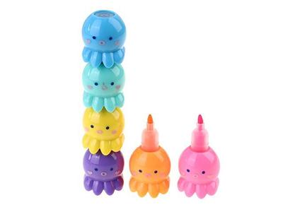 Coloring Double Tips Markers - Set of 6 Cute Novelty Cartoon Colored Animal  Highlighters Set for Kids - Assorted Pens Fluorescent Ink 6 Different