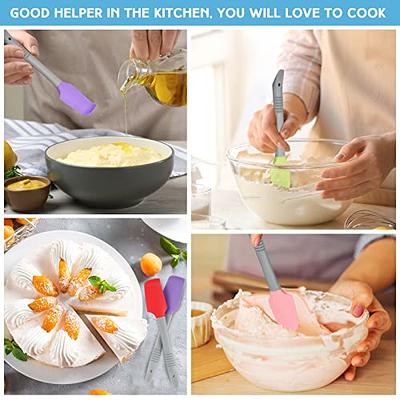 2pcs Kitchen Utensils Flexible Silicone Spatula Heat Resistant Rubber  Scraper Cooking Baking Pink 