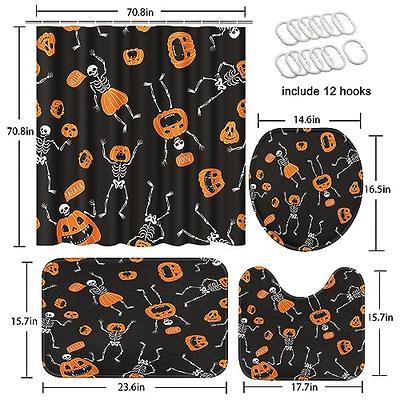 Halloween Bathroom Rugs And Curtains Set - 4 Pieces Pack