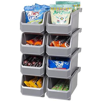 [ 8 Pack ] Plastic Storage Baskets With Lids, Small Pantry Organization,  Stackable Storage Bins, Household Organizers for Cabinets, Countertop