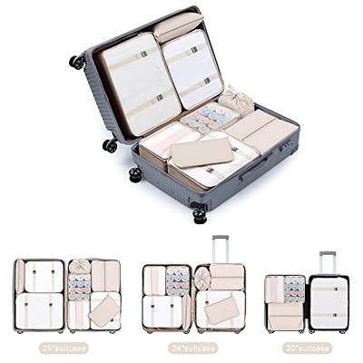 DIMJ Packing Cubes, Travel Suitcase Organizer Cubes Set, 8 Pcs Collapsible Lightweight Luggage Storage Bags Compression Pouches for Shoes Accessories