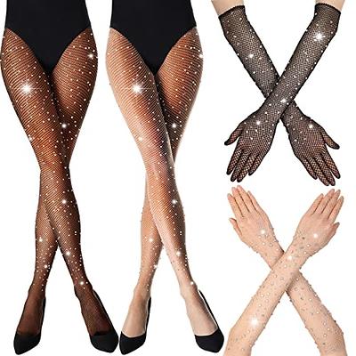 Women's White Rhinestone Fishnet Stockings, Sexy Tights For Beautiful Legs