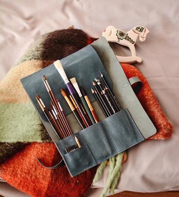 LEATHER MAKEUP BRUSH Roll Personalized, Makeup Brush Holder