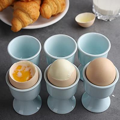 Ceramic Egg Cups Set of 6 Porcelain Egg Stand Holders for Soft Hard Boiled  Eggs for Breakfast (Light blue) - Yahoo Shopping