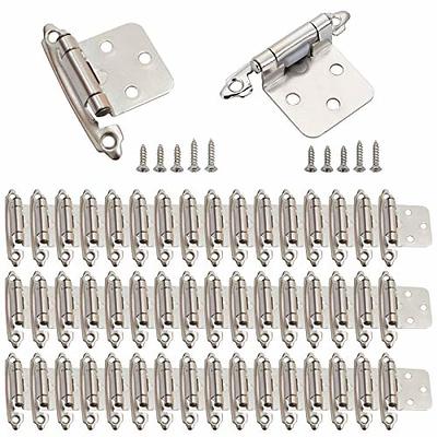 Probrico 1 Pair（2 Pack）Kitchen Cabinet Hinges for Face Frame Cabinet,  Concealed Cabinet Hinges Brushed Satin Nickel with Mounting Screws