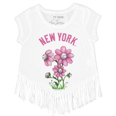 New York Yankees Tiny Turnip Girls Toddler Lucky Charm Fringe T-Shirt -  White