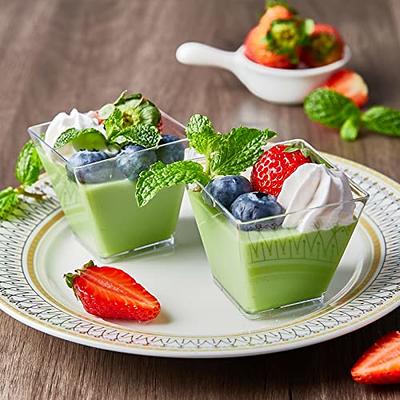 Square Plastic Dessert Cups - Disposable Square Cut Glass