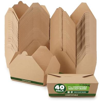 NANAICHE 50 Pack Disposable Take Out Boxes Food Containers Microwavable  Kraft Brown Paper To Go Box