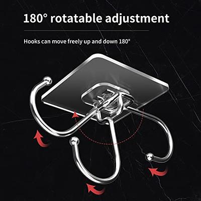 Adhesive Hooks for Hanging Heavy Duty Wall Hooks 22 lbs Self Adhesive  Sticky Hooks Waterproof Transparent Hooks for Keys Bathroom Shower Outdoor