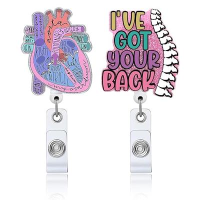 Plifal Badge Reels Holder Retractable with ID Clip for Nurse Name Tag Card  Heart Cardiac Anatomy Cardiology Nursing Doctor Medical Work Office