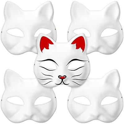 XYBHRC Cat Mask, 3PCS Therian Masks White Cat Masks Blank DIY Halloween Mask  Animal Half Facemasks Masquerade Cosplay Party - Yahoo Shopping