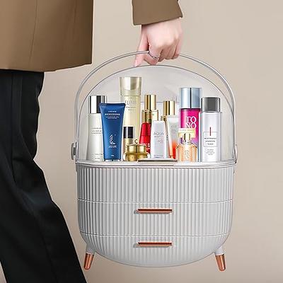 Egg Shape(Oval) Makeup Storage Box, Countertop Portable Vanity Cosmetics  Organizer Preppy